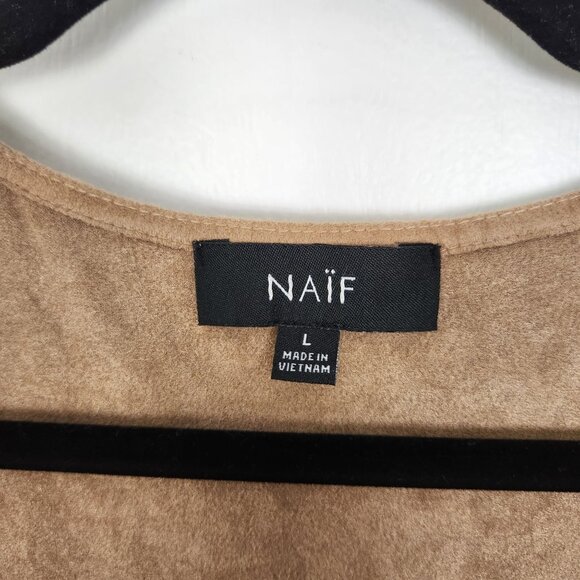 Naif Women's Faux Suede Western Style Open Front Fringe Vest, Large, Cowgirl - Picture 3 of 11